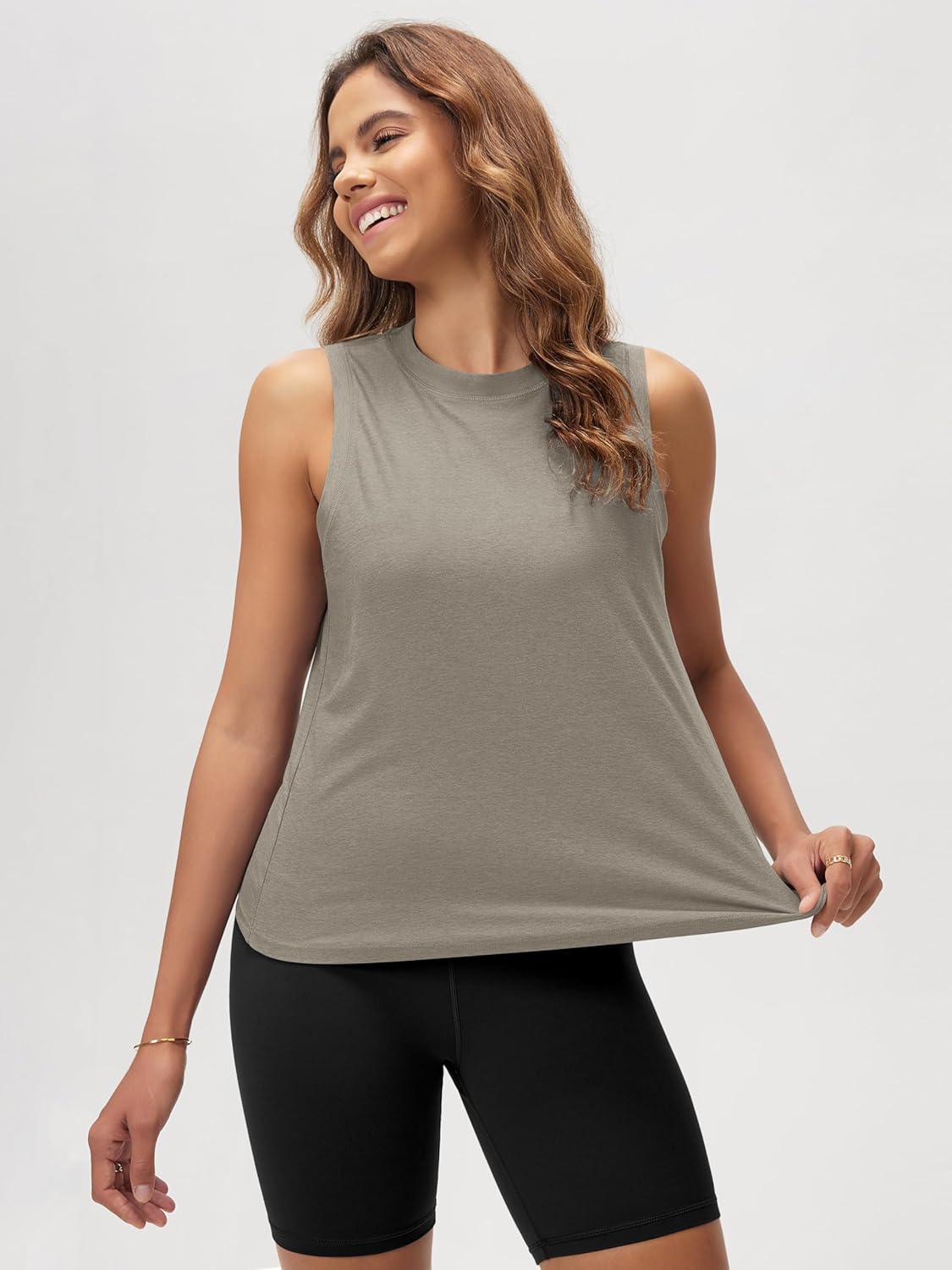 ODODOS Women's Performance Tank - Ultra Soft odSTRATUM Tech Sleeveless Tee with High Crew Neck