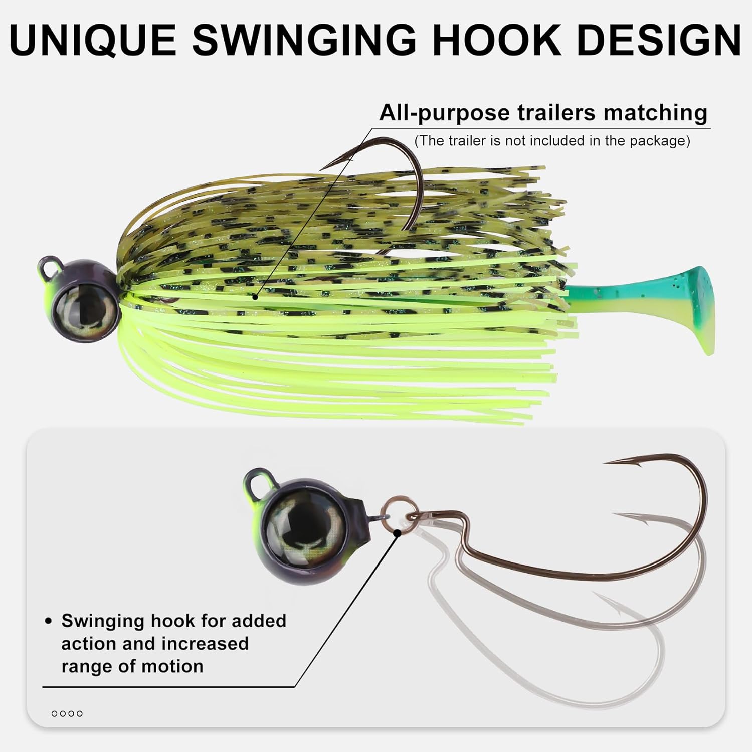 Truscend Jigs Fishing Lures - Ultra Smooth Teflon Hook & Titanium Weed Guard | Perfect for Crappie, Bass, Trout
