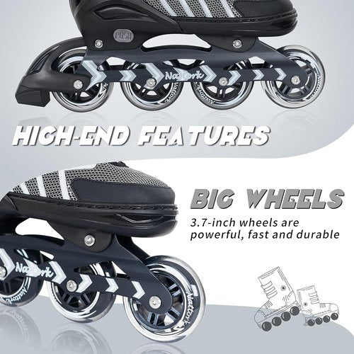 Nattork Adjustable Inline Skates - Perfect for Adults & Teens | Indoor & Outdoor Use, Beginner-Friendly
