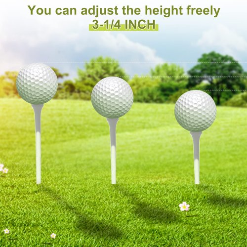 Vinsot 1000 Pcs Golf Tees Bulk 3-1/4 '' Wooden Bamboo Tees Decoration for Men Women Clubs Golf Ball Theme Party Accessories School Supplies(White,Solid)