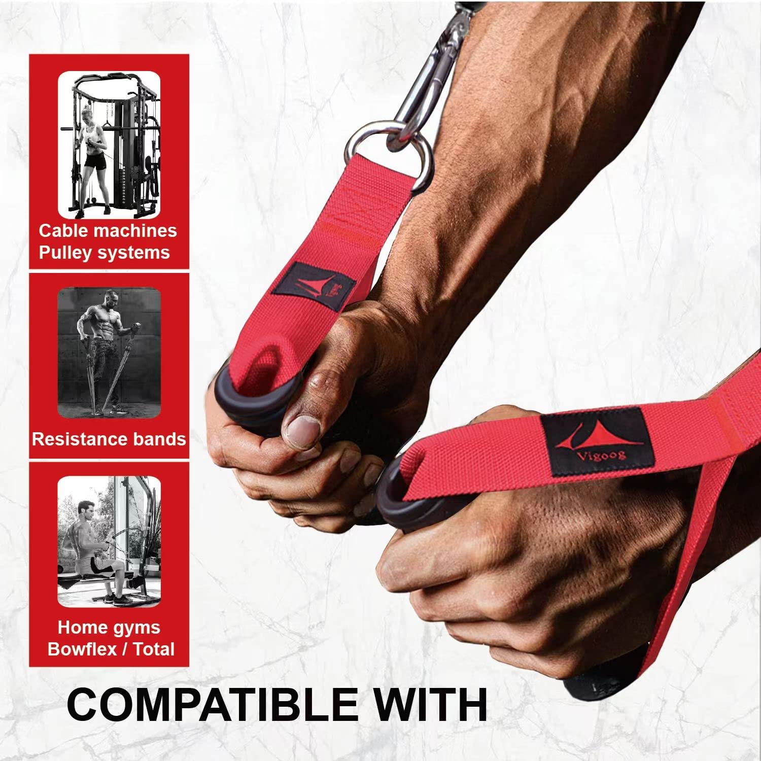 Vigoog Heavy Duty Gym Workout Handles Attachment for Cable Machine,Resistance Band,Pulley System Home Exercise Equipment, Comfortable and Stronger Grip