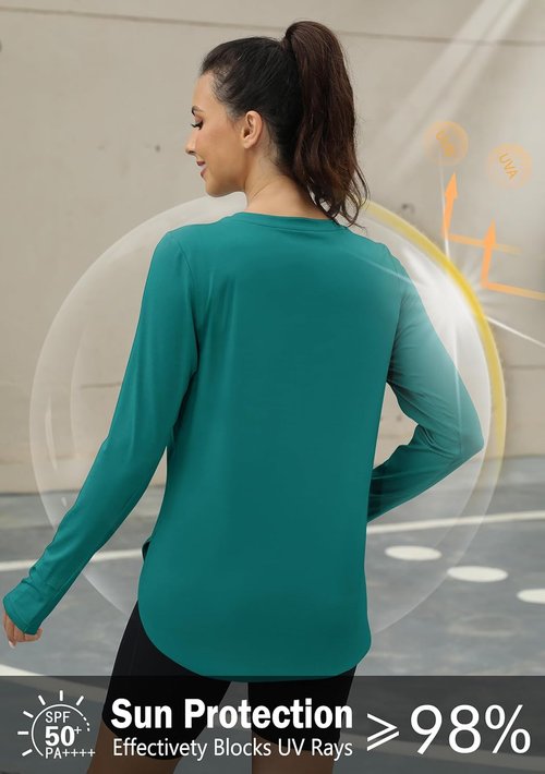 KevaMolly Long Sleeve Workout Tops for Women - Lightweight UPF 50+ UV Protection Rash Guard