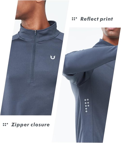 NORTHYARD Men's Quarter Zip Pullover | Moisture-Wicking Long Sleeve Athletic Shirt for Running & Workouts