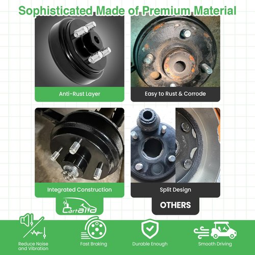 Cartalia Golf Cart 1 Inch Large Hole 30 Teeth Spline Brake Drum Assembly with Nuts for 4 Cycle Gas 1992-Up EZGO TXT/RXV/Marathon/Medalist/Columbia/MPT/ST Sport, Replace OEM# 21807-G1, 41843-94 (2 Pcs)
