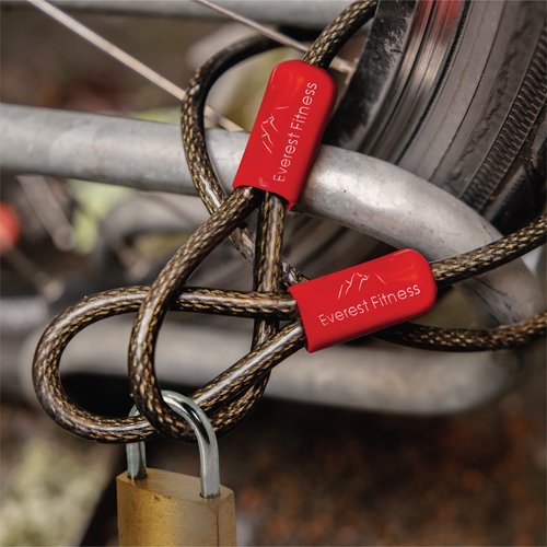 EVEREST FITNESS Heavy Duty Bike Lock Cable for Security - 76cm Long x 6mm - Universal Anti Theft Steel Bicycle Loop Cable - Compatible with All Bike Locks