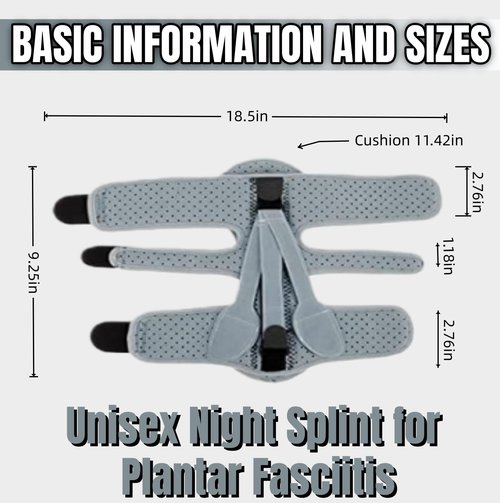 CQSMY Plantar Fasciitis Night Splint for Women & Men - Planters Facetious Relief, Upgraded Brace with 3-Point Support for Foot Drop & Achilles Tendonitis (Gray)