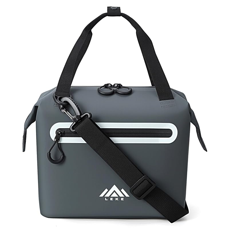 Grey Small Soft-Sided Cooler Bag, Insulated Lunch Box, Leak-Proof Portable Lunch Tote