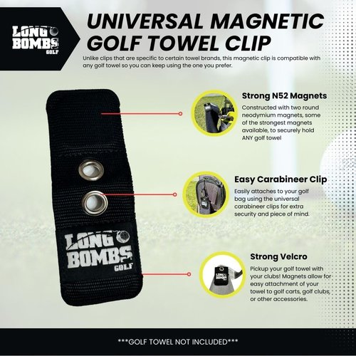 Universal Magnetic Golf Towel Clip, Black