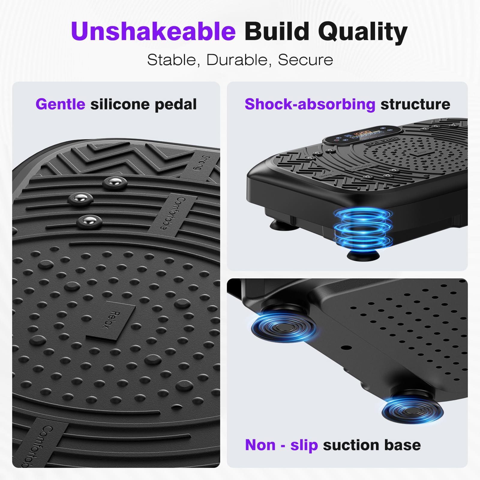 Taevno Vibration Plate Exercise Machine, Compact Vibration Platform for Full Body, Vibrating Plate for Lymphatic Drainage with Resistance Bands(Lacquer Black)