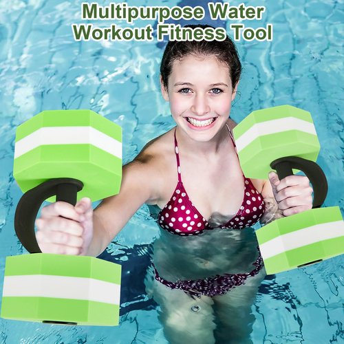 1 Pair EVA Foam Water Dumbbells for Pool Exercise, Water Weights Aquatic Exercise Dumbbells, Aquatic Fitness Weights, Enhance Your Fitness Journey with Water Aerobics Equipment and Pool Weights(Green)