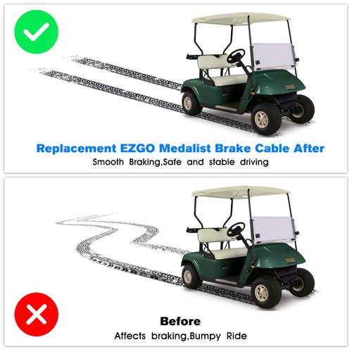 BZTT EZGO Golf Cart Brake Cable for 1994-2008 EZGO Medalist Brake Cable & EZGO TXT Brake Cable Set 70716-G03 70273-G03 70969-G03