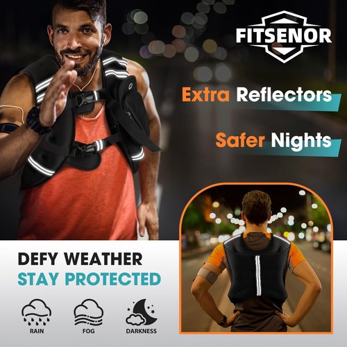 FITSENOR Running Vests, 20lb Weight Vest for Man, High-performance Weighted Vest, Weight Vests with Reflective Stripe and Double Adjustable Buckle, Bodyweight Training, Muscle Building, Rucking, Hiking
