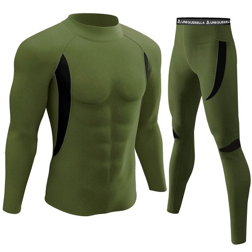 UNIQUEBELLA Thermal Underwear for Men Sets Top Turtle Long Johns Fleece Sweat Quick Drying Thermo Base Layer