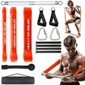 DASKING Compact 23 Inch (58cm) Resistance Bar Set with 3 Stackable Bands - 500LBS Heavy Duty Home Gym Kit, Portable Full Body Workout Equipment