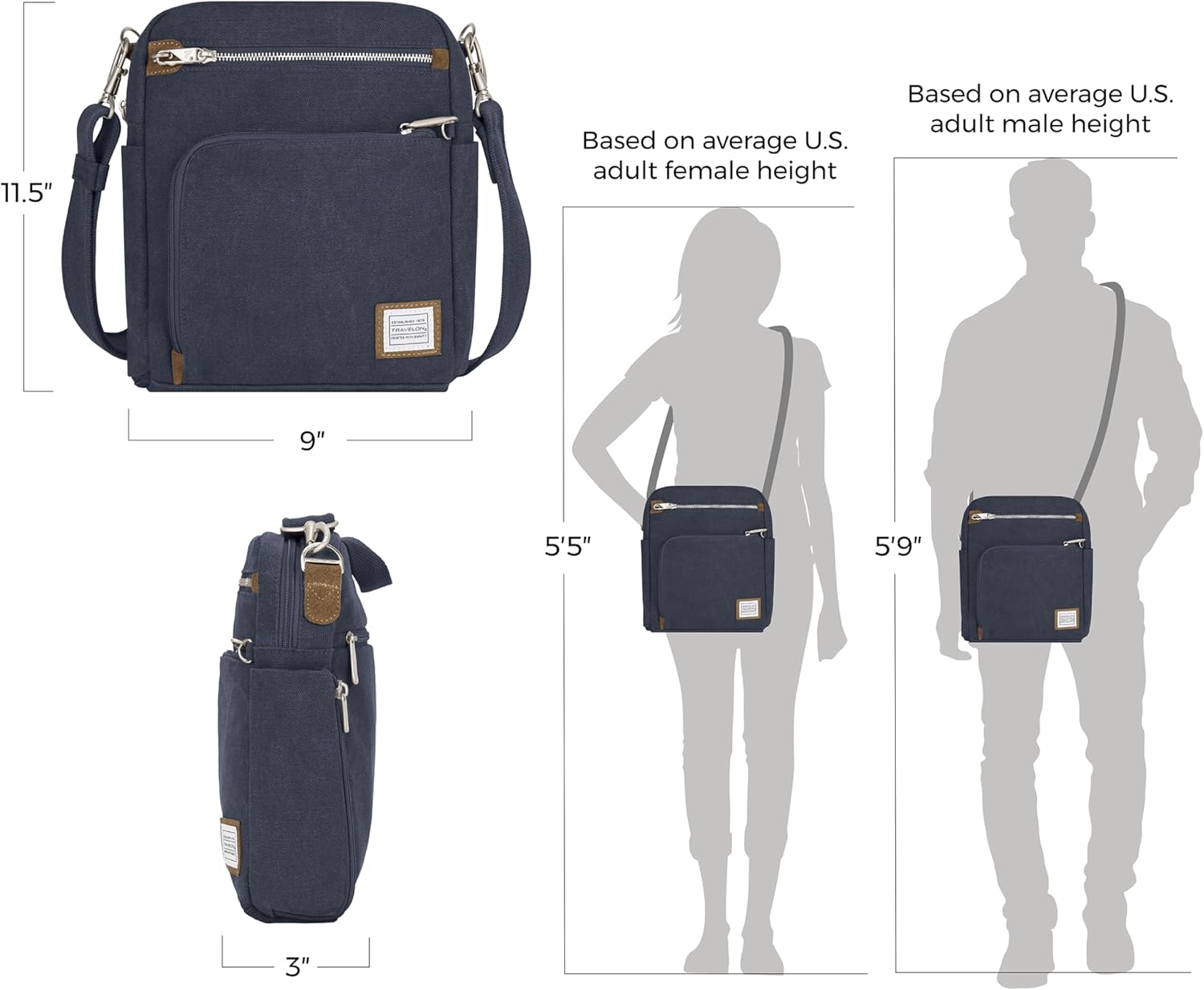Travelon Anti-Theft Heritage Tour Bag - Secure, Stylish Design for Travel | Versatile and Durable