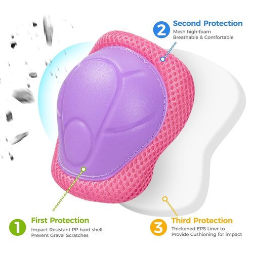BOSONER Kids Protective Gear Set - Knee Pads, Elbow Pads & Wrist Guards for Ages 3-15 | Ideal for Roller Skating, Cycling & More