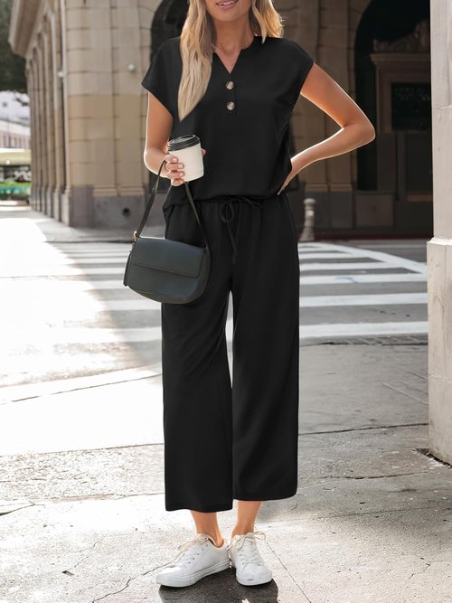 LILLUSORY Two-Piece Lounge Set - Stylish Casual Outfit for Spring Beach Vacations | Perfect for Travel