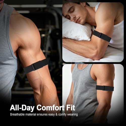 Vanet 2-Pack Nylon Straps Compatible for Whoop 5.0 Bicep Bands Peak, MG Life & One, Breathable Sport Elastic 5.0 Ankle/Arm Bands Fitness Training, Adjustable Replacement Strap Men Women, Not for Gen 4