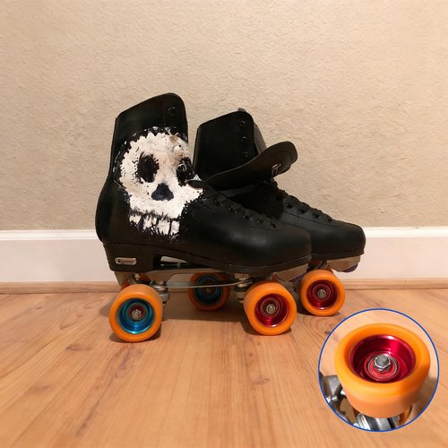 62mm Roller Skates Wheels Aluminum Alloy Speed Skate Wheels Replacement Wheels with Abec-9 Bearing (Pack of 4) (Black-Blue)