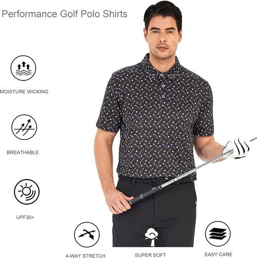 Alex Vando Men's Golf Shirt - Moisture-Wicking Quick-Dry Performance Polo | Stylish Print Design