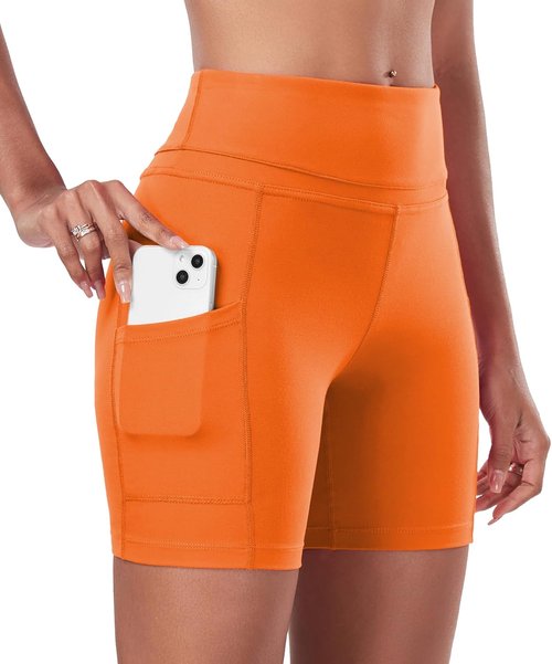 ChinFun Yoga Shorts - High Waist Tummy Control | 4-Way Stretch Workout Shorts with Side Pockets