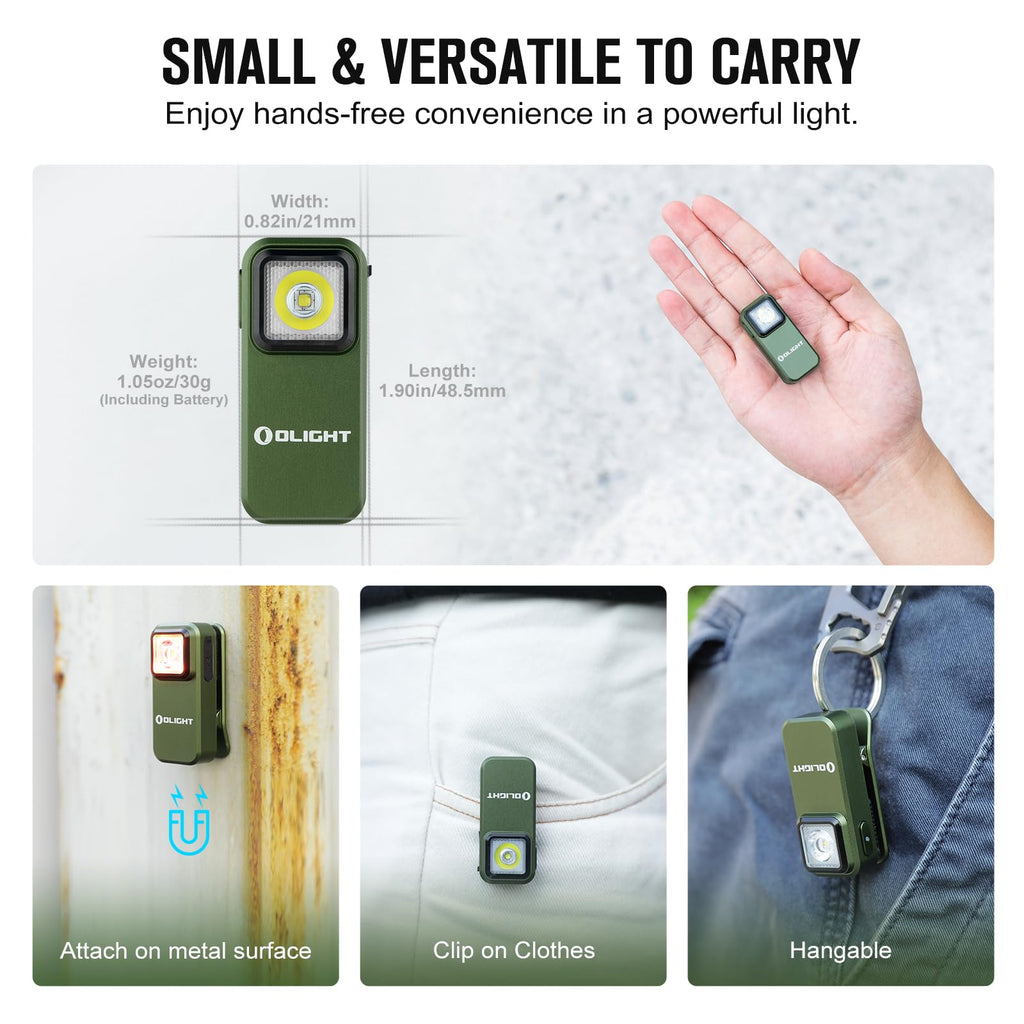 OLIGHT Oclip Rechargeable EDC Flashlight 300 Lumens Dual Sources Compact Pocket Clip Light, Convenient USB C Charging, Magnetic Flash Lights for Working, Cycling, Emergency, Signaling Tool(OD Green)