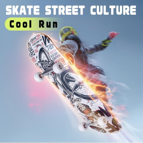 Professional Double Kick Skateboard, 31 inch Maple Deck, ABEC-9 Bearings, 95A PU Wheels, Custom Graphic Design (bat King(T-Tool Included), 31in)