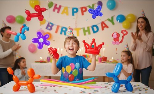 KADBANER 260Q Long Balloons - 100 Pack Latex Balloons for Graduation, Wedding, and Birthday Celebrations