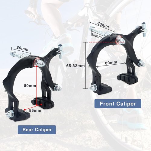 WEEROCK Bike Calip Brake Set, Front and Rear C Brake Set, Rim Brake Set with Aluminium Alloy Brake levers, Bike Cables for Kids Bike, Child Bike, Student Bicycle, BMX，Beach Bike, Commuter Bike