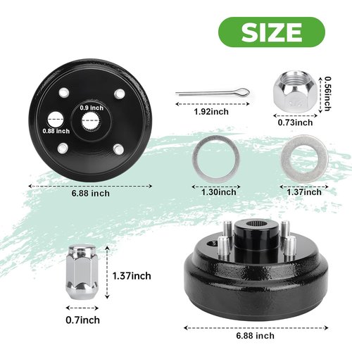10L0L Golf Cart Spline Brake Drum Assembly with 1 Inch Large Hole 30 Teeth, for 4 Cycle Gas 1991-Up EZGO TXT, RXV, Marathon, Medalist, Columbia, OEM 21807 G1, 41843-94 (2 Pack)