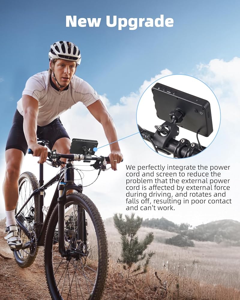 Bike Camera 360° Rotatable 4.3 inch 1080P Rear View Monitor, 5000mAh