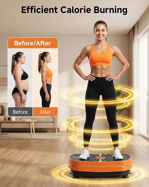 GORISE Vibration Plate Exercise Machine - Full Body Workout for Lymphatic Drainage & Weight Loss | Orange Fitness Platform with Remote
