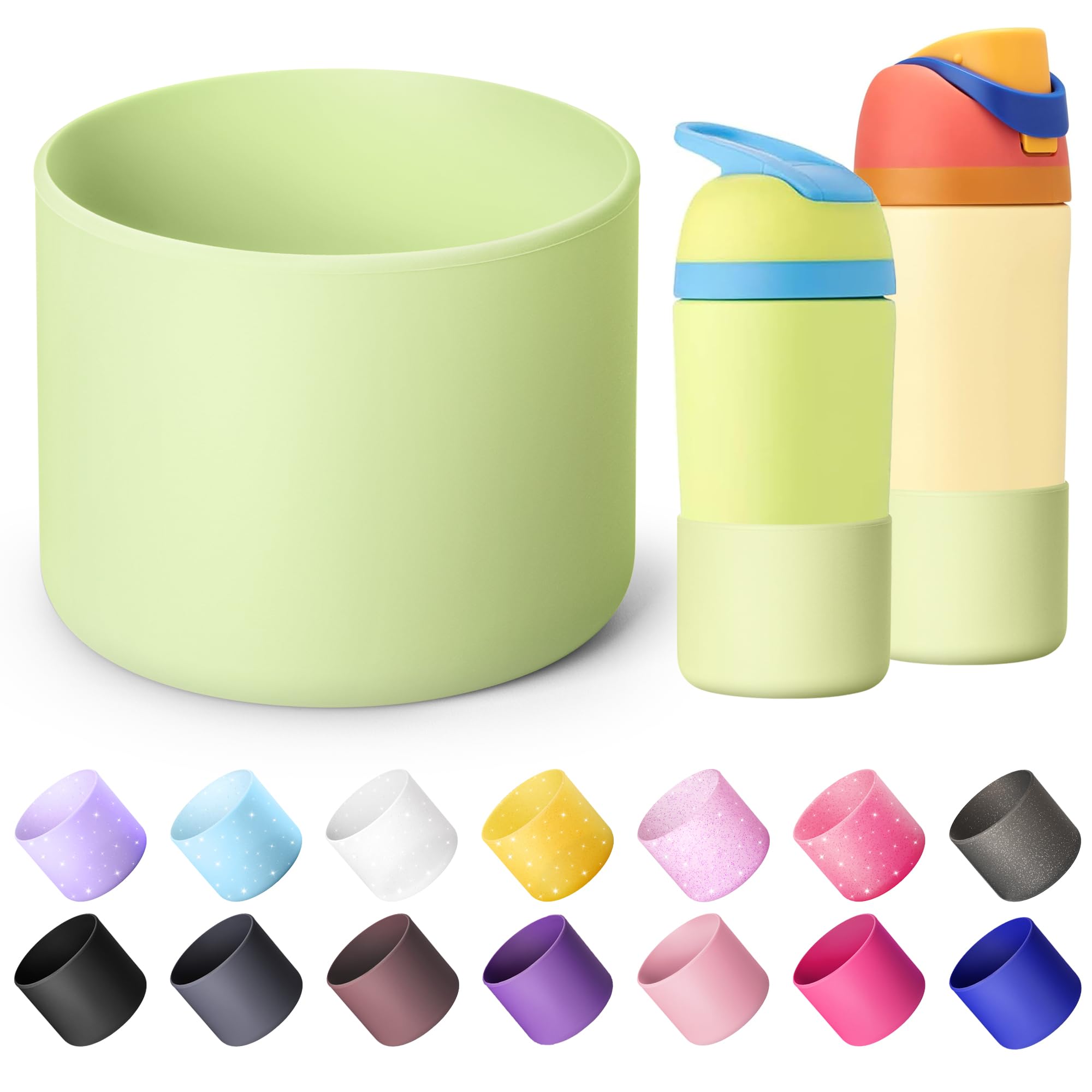 Diumepo Silicone Water Bottle Boot for Owala 14/16oz, Anti-Slip Protective Sleeve Bottom Bumper Protector for Owala 12 oz Tumbler, Flip 14 oz and FreeSip 16 oz Water Bottle (Green)