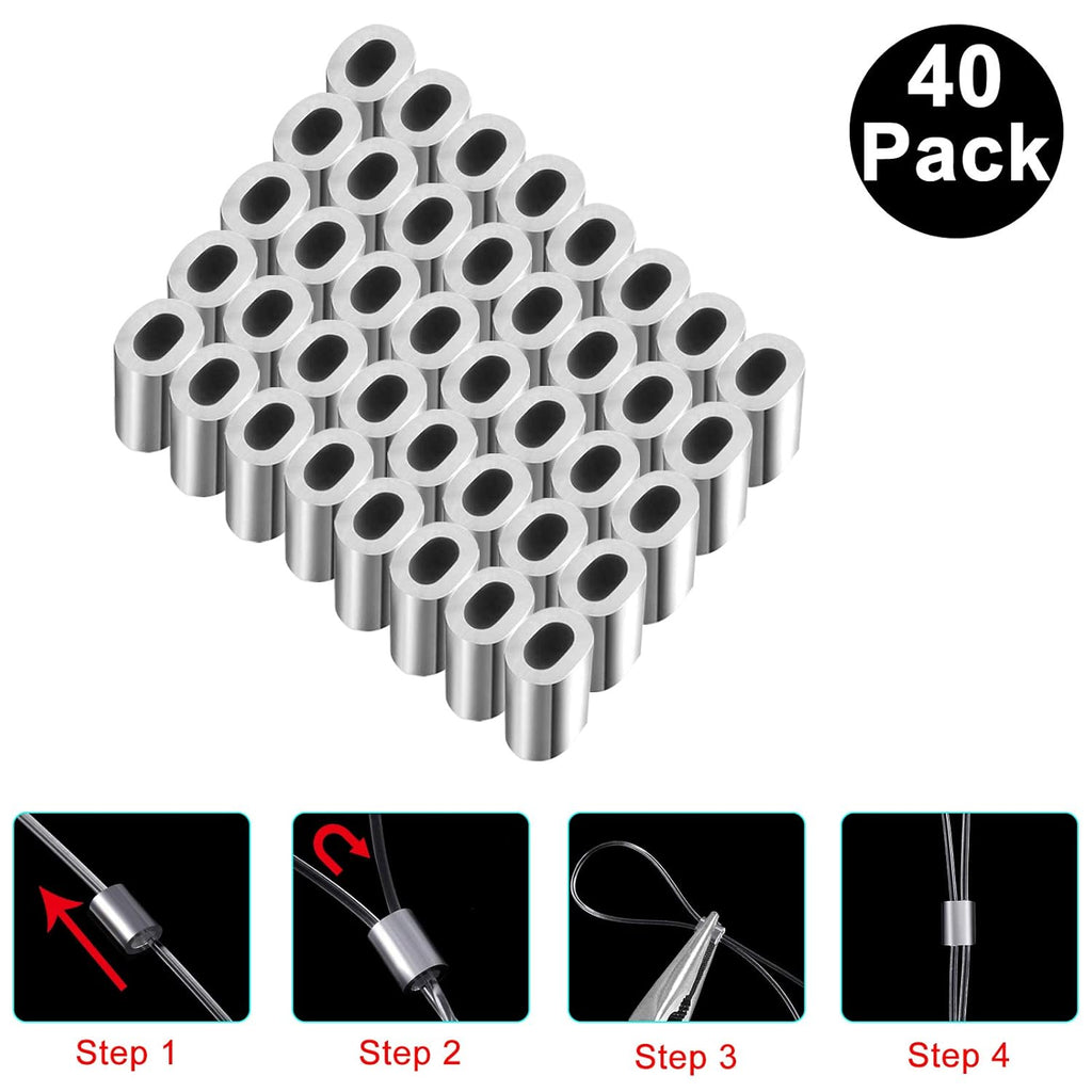 Skiennix Invisible Hanging Support - 60lbs Capacity | 98ft Clear Picture Wire with 40 Aluminum Crimping Sleeves