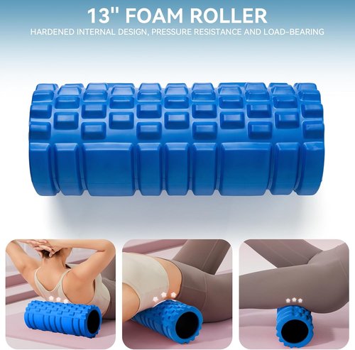 Krightlink Foam Roller - High Density 13" Deep Tissue Massager for Muscle Relief | Blue