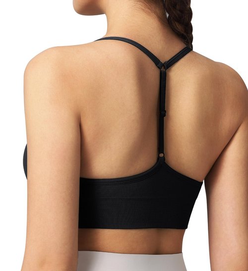 Women's Sports Bras Adjustable Y Back Spaghetti Strap Racerback Padded Wireless Yoga Workout Tops
