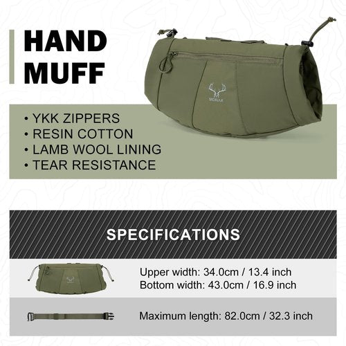 MOXULE Hunting Hand Warmer Muff: Portable Fleece Waist Handwarmer Pouch Insulated Outdoor Gear Cold Weather for Camping, Hiking Green