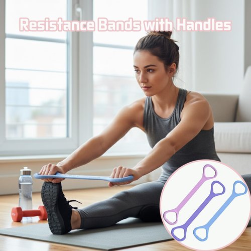 Figure 8 Fitness Resistance Band, Exercise Resistance Bands for Women, Resistance Bands with Handles for Arms, Back, Shoulders, Legs and HIPS Working Out (3Pcs)