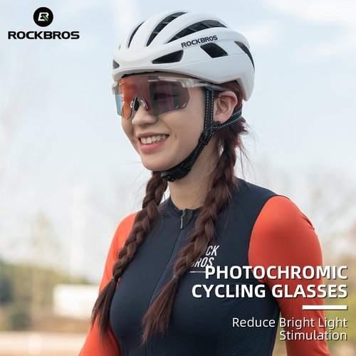 ROCKBROS Cycling Glasses, Photochromic Sports Sunglasses for Men Woman, UV Protection Biking Sunglasses