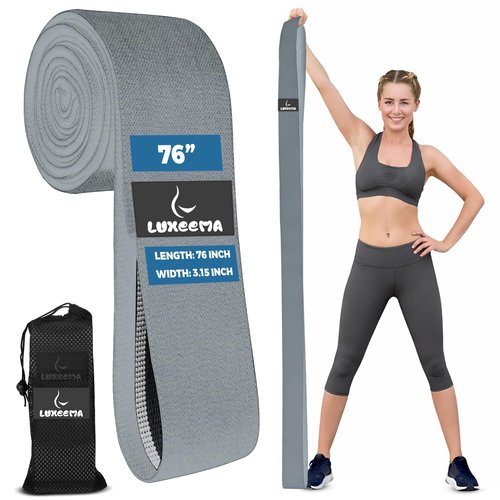 LUXEEMA Performance Premium 76 inch Extended-Length Resistance Bands for Working Out | 3" Wide Non-Slip Extra Long Tall Thick Cloth Band, No Pinching & Snapping, Exercise Workout Fitness Stretch Band