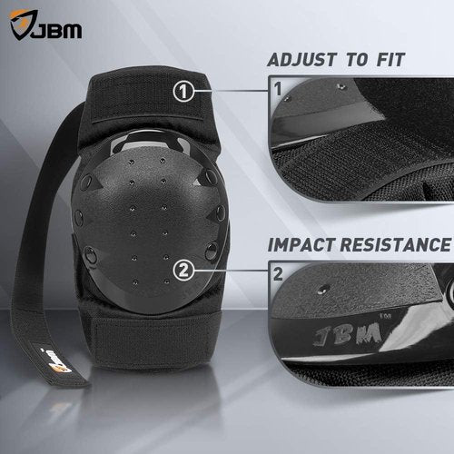 JBM Knee Pads, Elbow Pads & Wrist Guards Set - Protective Gear for Inline Skating & Skateboarding