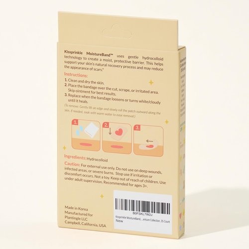 Kissprinkle MoistureBand, Fast Healing Hydrocolloid Bandages for Kids, Waterproof & Gentle on Skin (Adventure Collection, 35 Count)