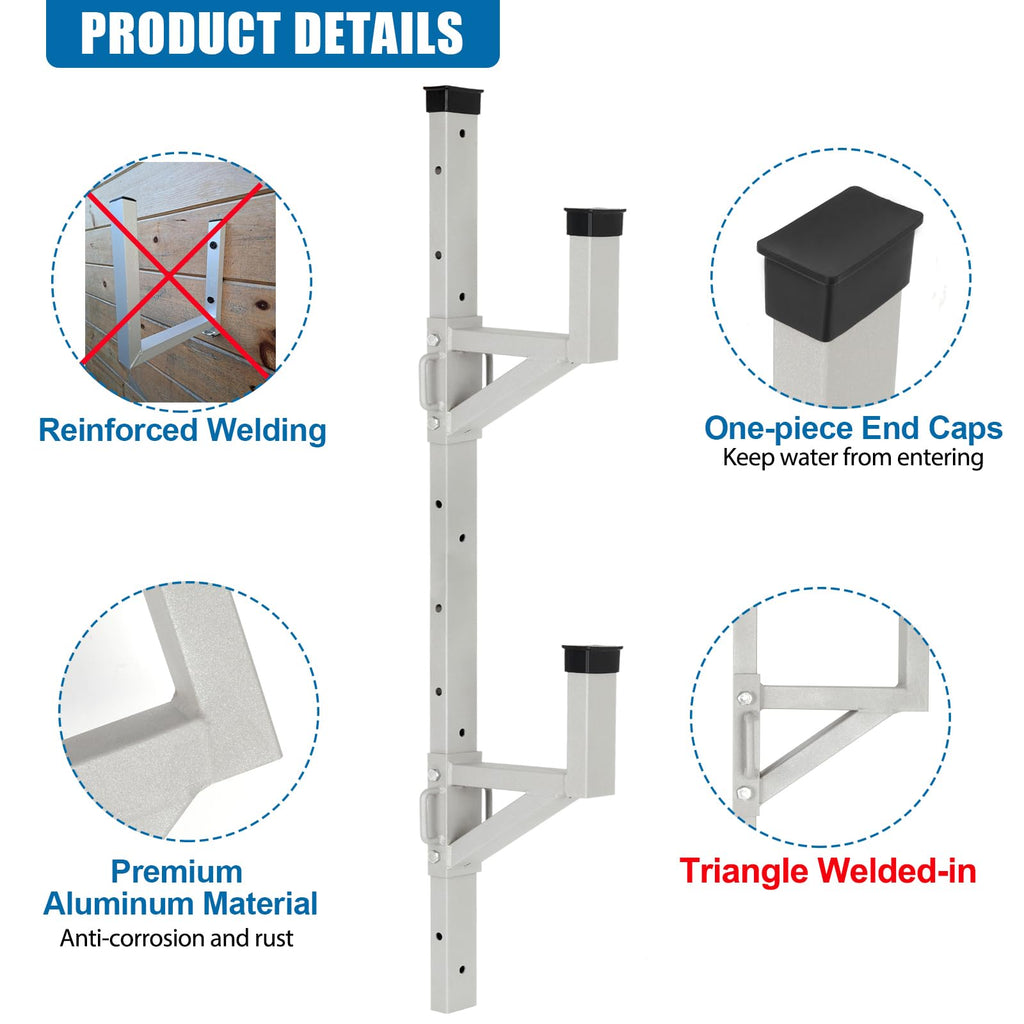 OUTPRIZE Aluminum Side Mount Trailer Ladder Rack, Lightweight Rustproof Adjustable Ladder Rack for Open and Enclosed Trailer Exterior Side Wall, 300 LBS Capacity - Carry 2 Ladder