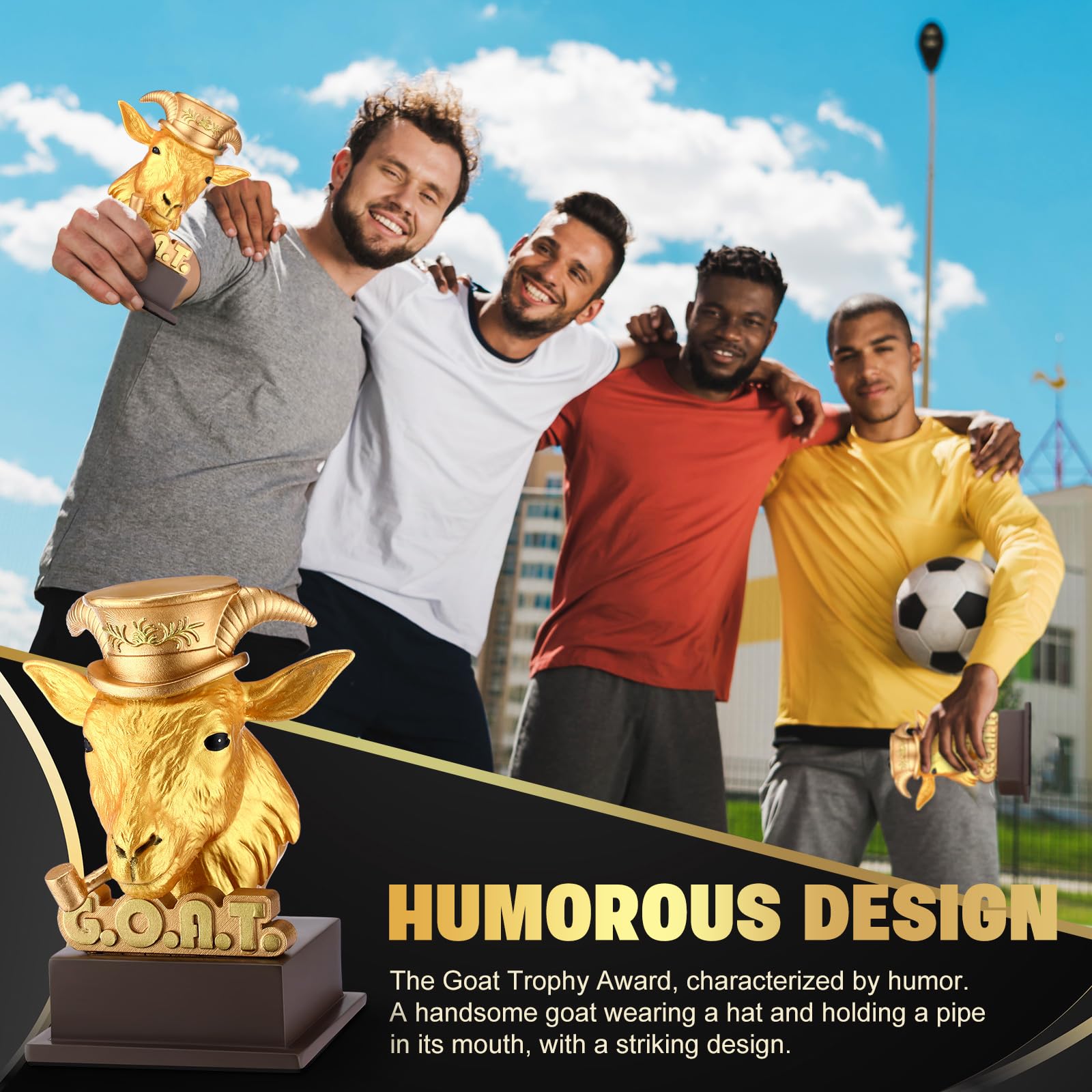 Zhengmy Goat Trophy Winner Award G. O. A. T. Funny Gifts for Dad, Humorous Resin Statue Appreciation Recognition Plaque for Sports Office Employee Boss Coworker(Golden)