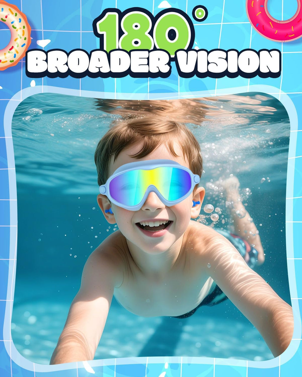 Rantizon Kids Swimming Goggles - Anti-Fog & UV Protection | Leak-Proof Wide View for Ages 3-14