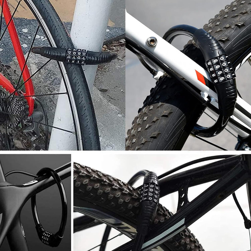 Skiennix Bike Locks - Anti-Theft 4-Digit Resettable Cable Lock | 2-Pack, 2ft x 1/2in, Black