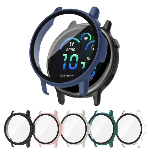 Tiorecime 6 Pack Case for Garmin Vivoactive 6 with Tempered Glass Screen Protector, Shockproof Hard PC Bumper Protective Cover Compatible with Garmin Vivoactive 6