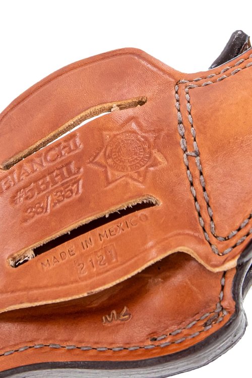 Bianchi Model 5BHL Thumbsnap Suede Lined Belt Gun Holster - Revolver, Tan, Fits S&W 629 N Frame 5IN, Right Hand