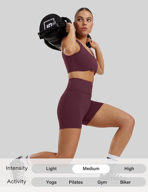 Unthewe Women's Workout Gym Biker Shorts High Waisted Athletic Booty Yoga Shorts with Tummy Control(U729-Cassis-M)