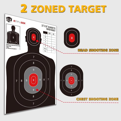 ATFLBOX Silhouette Paper Target for The Range, 23X35 inch Target Paper for Indoor and Outdoor Use, Suitable for Handguns, Pistols, Rifles, Airguns, Pellet Gun, BB Guns
